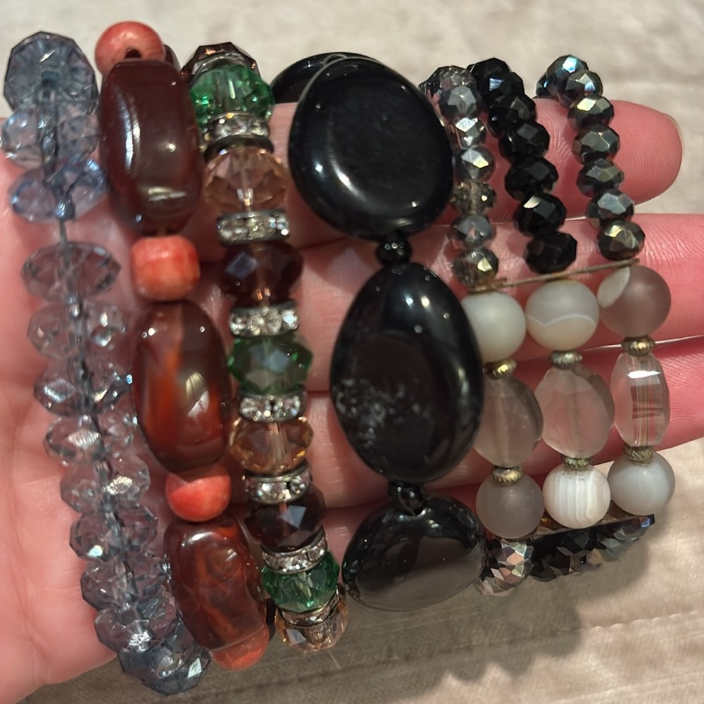 5 Beaded Stretch Bracelet Set Bundle